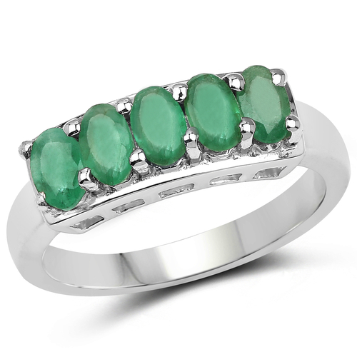 1.00 Carat Genuine Emerald .925 Sterling Silver Ring