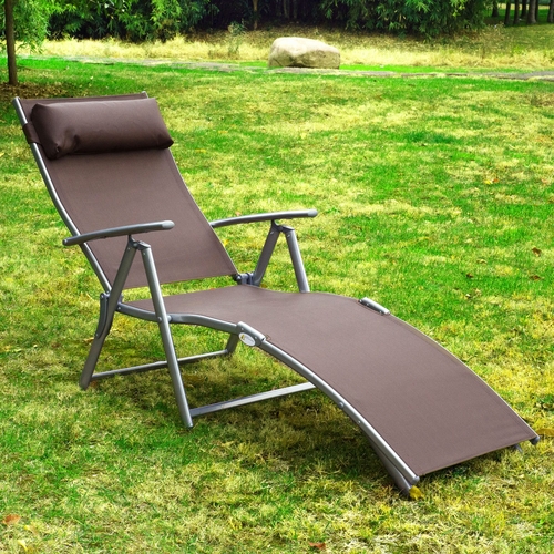 Outsunny Adjustable Folding Reclining Chair Outdoor Sun Lounger Patio