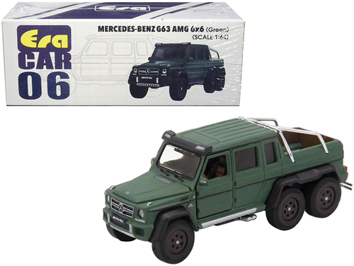 Mercedes Benz G63 AMG 6x6 Pickup Truck Green 1/64 Diecast Model Car by