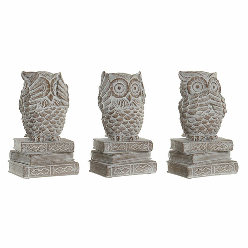 Decorative Figure DKD Home Decor White Owl Stripped 11 x 11 x 20 cm (3