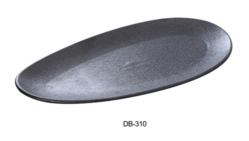 Yanco DB-310 Diamond Black Collection 10" X 4.75" Leaf Shape Plate