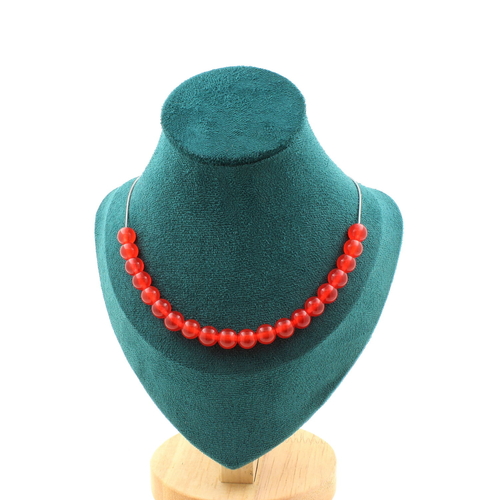 Red Chalcedony 20 beads 8 mm necklace.