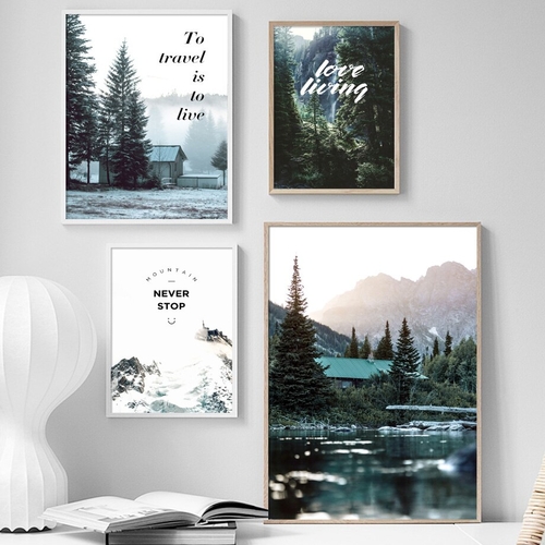 Forest Sea Mountain Wall Art Canvas Painting