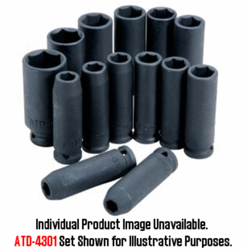 ATD Tools ATD-4319 0.5 In. Drive 6-Point Deep Metric Impact Socket - 1