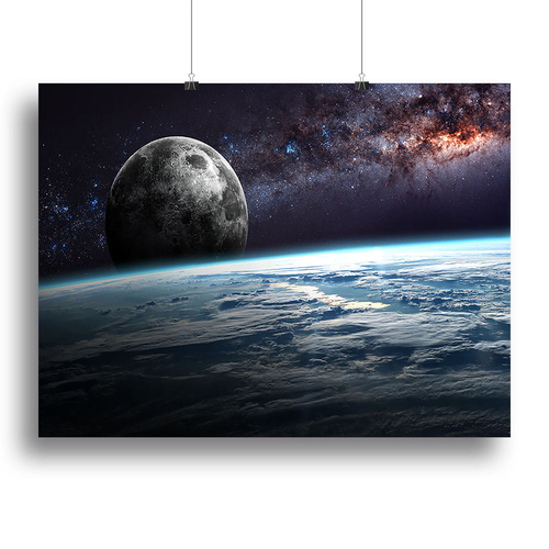 Earth Moon and Stars Canvas Print or Poster
