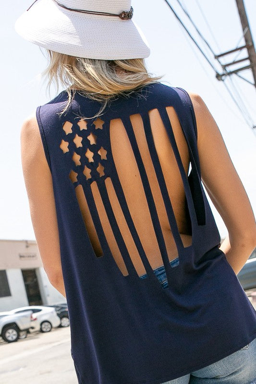 AMERICAN FLAG LASER CUT TANK TOP