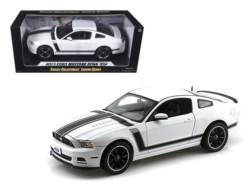 2013 Ford Mustang Boss 302 White with Black Stripes 1/18 Diecast Model