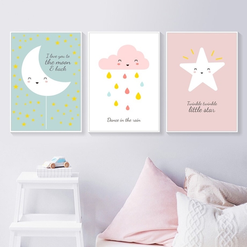 Cartoon Cute Moon Star Cloud Rain Nordic