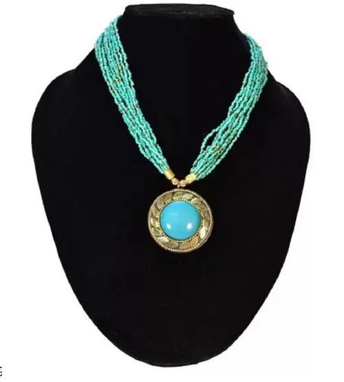 WOMEN BLUE STUD GIRLS NECKLACE PACK OF 1 (Size-FREE SIZE ) (Color-SEA