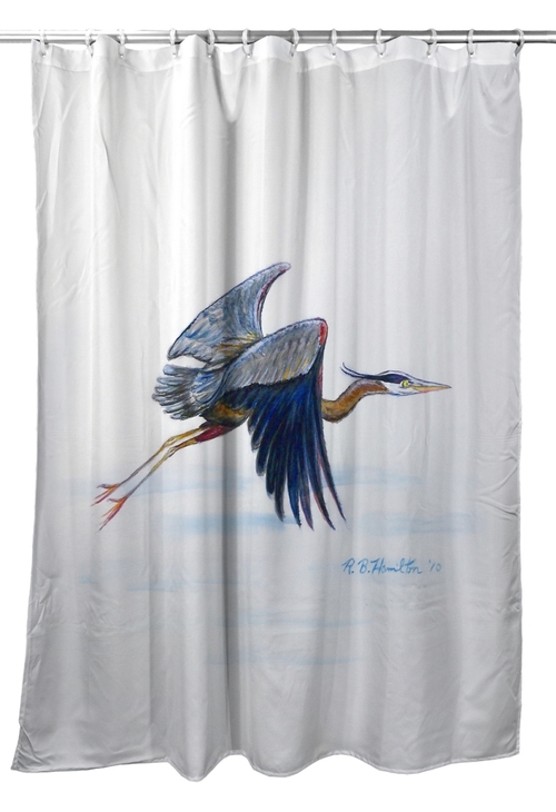 Betsy Drake SH327 70 x 72 in. Eddies Blue Heron Shower Curtain