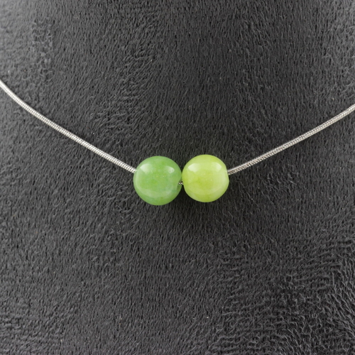 Peridot 8 mm 2 beads necklace