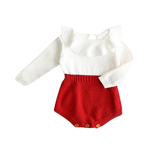 Red&White Ruffle Winter Wool Knitted Newborn