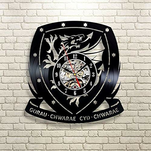 PONTYCLUN FC DESIGN HANDMADE VINYL RECORD WALL CLOCK