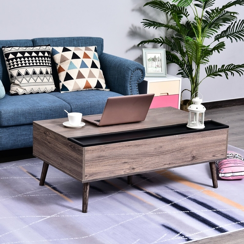 HOMCOM Lift-Top Coffee Table with Hidden Storage Compartment and