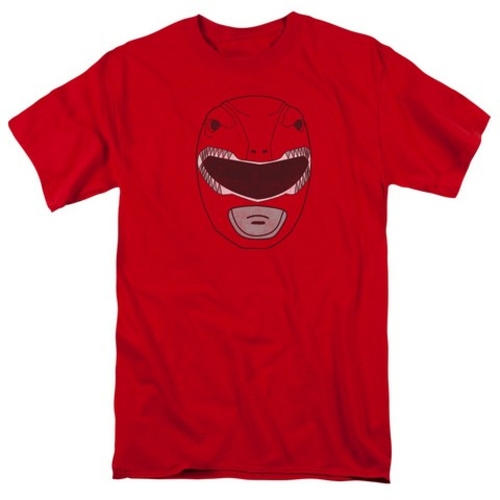 Trevco Power Rangers-Red Ranger Mask Short Sleeve Adult 18-1 Tee, 