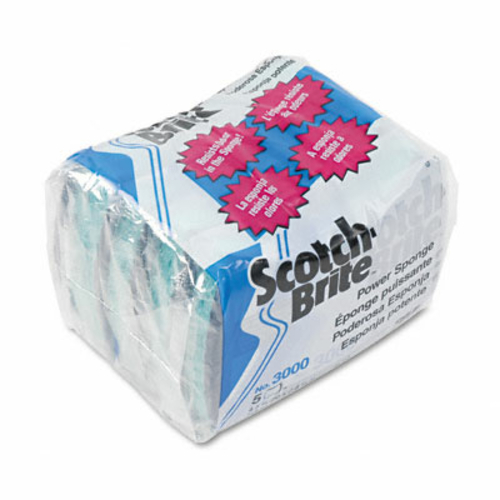 Scotch-Brite 3000CC Power Sponge- Teal- 2 7/8 x 4 1/2- 5/Pack