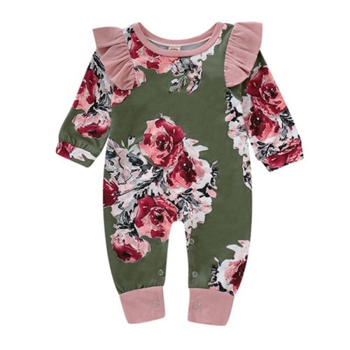 Newborn Infant Kids Baby Girl Floral Clothes Long