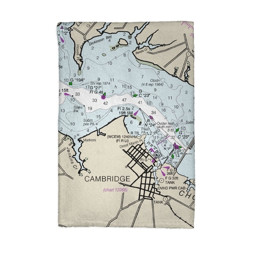 Betsy Drake KT12263CT 16 x 25 in. Cambridge, MD Nautical Map Kitch