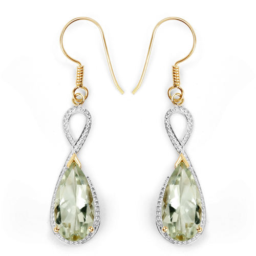 14K Yellow Gold Plated 10.10 Carat Genuine Green Amethyst .925