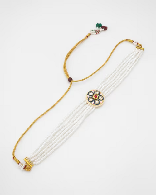 Brass Gold-Plated Pearl Choker Jewellery Set