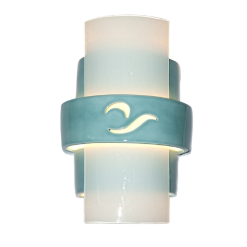 A19 RE121-TC-WF reFusion South Beach Wall Sconce Teal Crackle and Whit