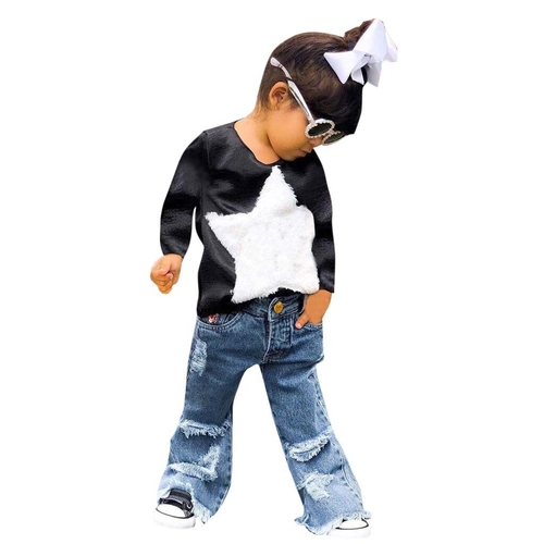 Children Kids Long Sleeves Stars Print Top ouse