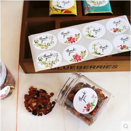 120 Pcs/set Oval Thank You Vintage Flower Ellipse