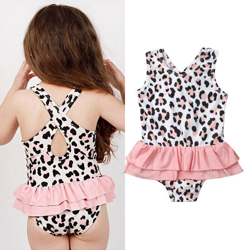 Kids Baby Girls Leopard Print Swimwear Swimsuit