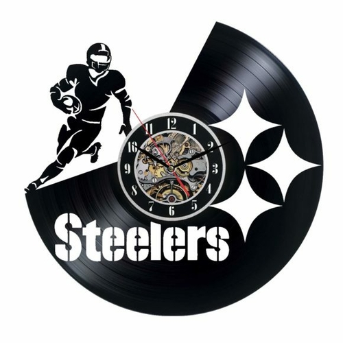 STEELERS HANDMADE VINYL RECORD WALL CLOCK