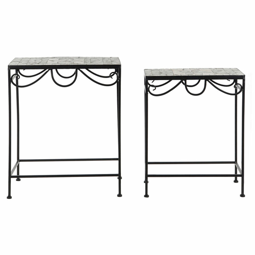 Set of 2 tables DKD Home Decor Ceramic Black Multicolour Ironwork (2