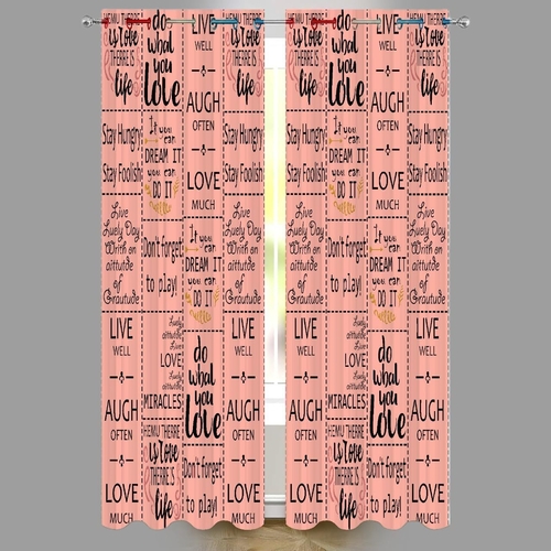 Typography Digital Printed Polyester Fabric Curtains for Living Room