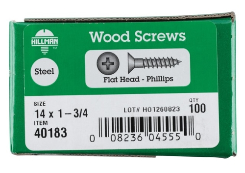 Hillman 40183 14 x 1.75 in. Flat Head Phillips Wood Screw