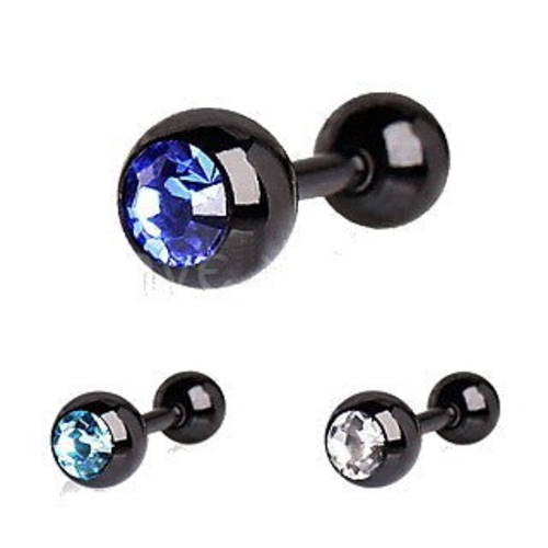 Titanium Anodized Tragus Ring with Press Fitted Clear Cubic Zirconia