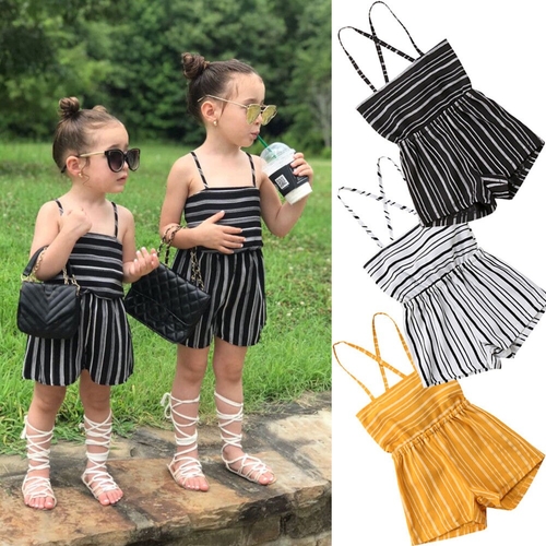 Newborn Kids Baby Girl Stripes String  Romper