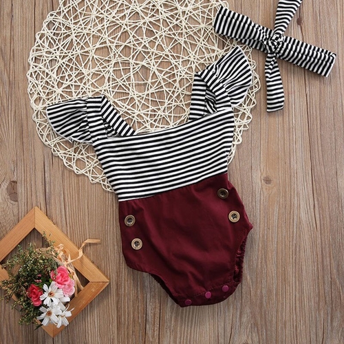 Summer Newborn Baby Girl Clothes Striped Patchwork