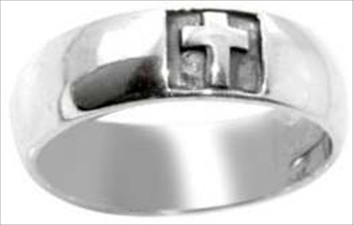 Solid Rock Jewelry 48708 Ring Cross Style 487 Stainless Steel Size 8