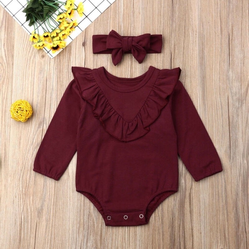 Newborn Infant Baby Girl Clothes Autumn Solid Long