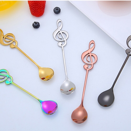 1Pcs 304 Stainless Steel Musical Note Spoon Coffee