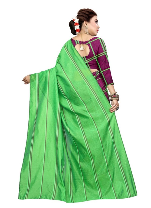 Generic Women's Polyester Cotton Saree with Blouse