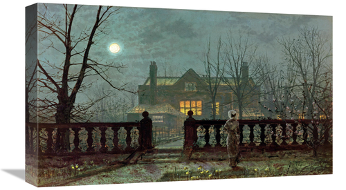 Global Gallery GCS-266439-22-142 22 in. Lady in a Garden by Moonlight 