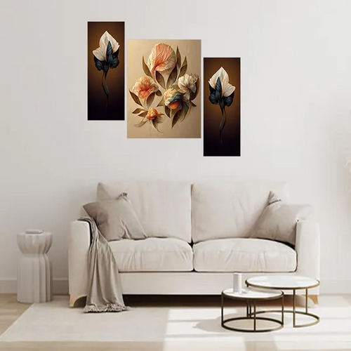 Set of 3 Scenery 3D Framed Wall Paintings For Living Room Big Size,