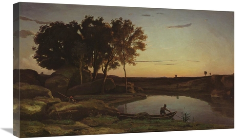 Global Gallery GCS-459966-30-142 30 in. Landscape with Lake & Boatman 