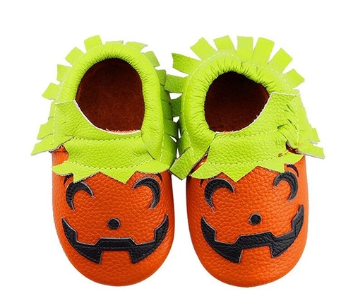 Halloween Gift Genuine Leather Pumpkin Baby Boys