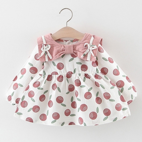 Infant Baby Girls Autumn Dress Long Sleeve Bow