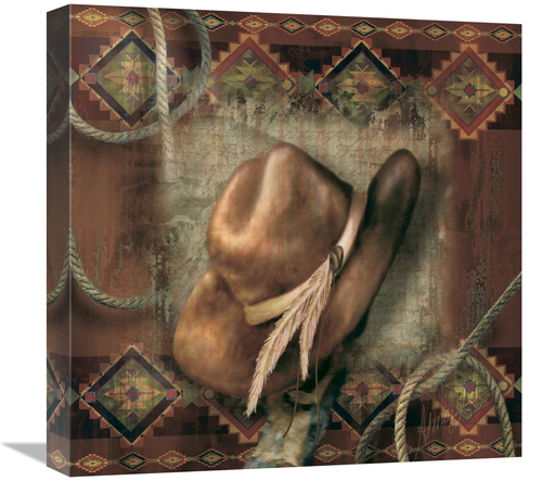 Global Gallery GCS-123398-1818-142 18 x 18 in. Western Cowboy Hat Art 