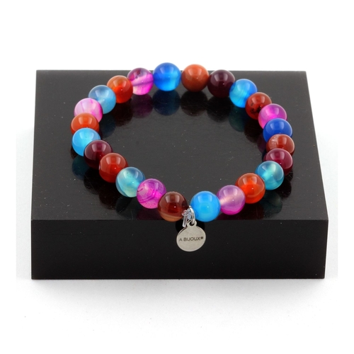 Banded Agate + Pink Banded Agate + Blue Banded Agate Bracelet