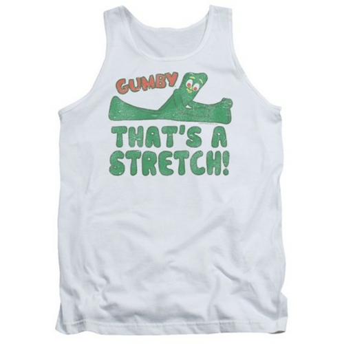 Trevco Gumby-Thats A Stretch Adult Tank Top, White - Medium