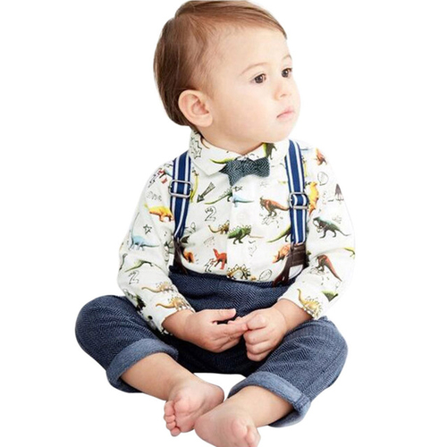 Cute Toddler Baby Boys Dinosaur Gentleman Bowtie