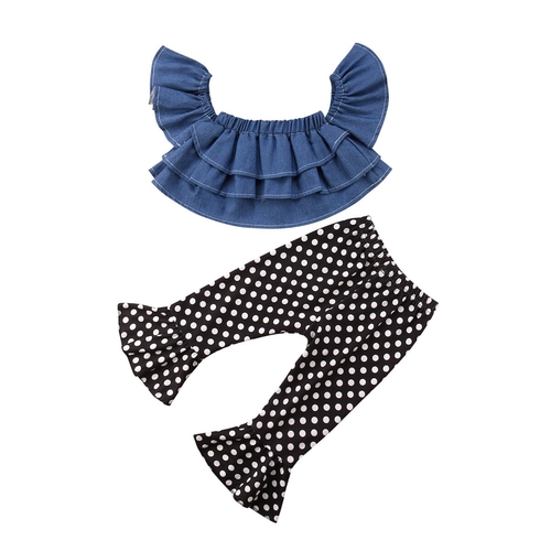 Summer Fashion Kids Baby Girl Layers Denim Tops