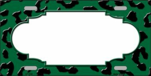 Smart Blonde LP-4546 Green Black Cheetah Print With Scallop Metal Nove